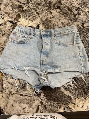 Levi's Light Blue Cutoff Denim Shorts with Frayed Hem